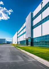 Fototapeta premium Exterior of modern warehouse with office units