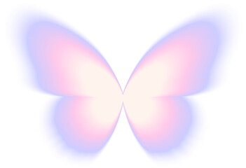 Blur gradient butterfly shape in pastel color, y2k style element for social post, banner, poster, png isolated on transparent background.	