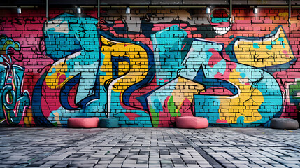Fototapeta premium Graffiti brick wall