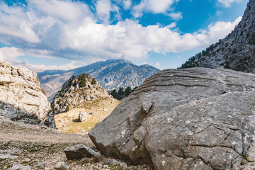 Rocks and mountain road near Kapikaya Kapıkaya Ancient City and Rock Climbing Area, Isparta province, Turkiye
