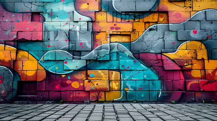 Fototapeta premium Graffiti brick wall