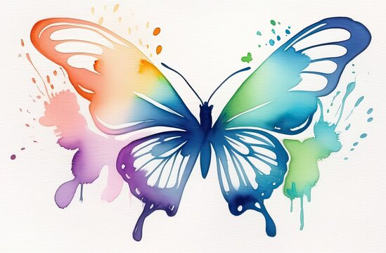 bright butterfly on a light background, watercolor,