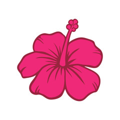 Logo vacaciones en Hawái. Silueta de flor de hibisco con líneas y relleno - obrazy, fototapety, plakaty