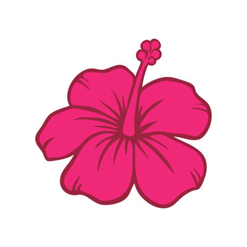Fototapeta Logo vacaciones en Hawái. Silueta de flor de hibisco con líneas y relleno