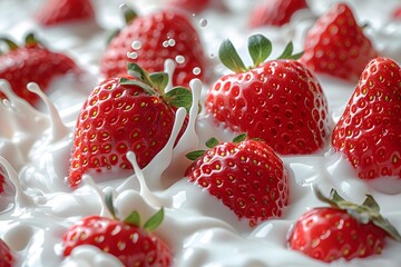 Close Up of Strawberries and Whipped Cream