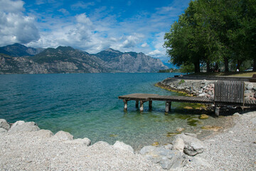Landscape with beautiful beach, Garda Lake, Italy - 764703270