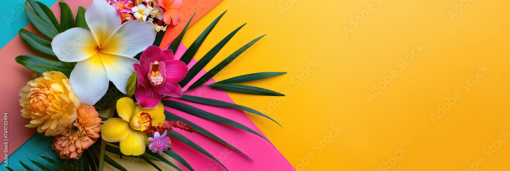 Aufkleber a colorful bouquet of flowers placed on a background with multiple hues, creating a lively and vibra