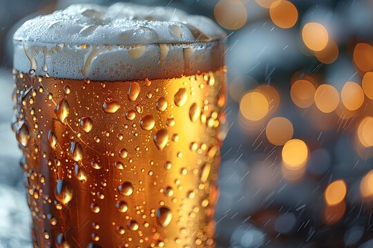 Close Up of a Glass of Beer on a Table