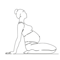 pregnant woman doing yoga and gymnastics