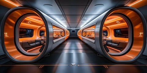 Sustainable travel: Vacuum tube transportation propels sleek pods at  mph. Concept Sustainable Travel, Vacuum Tube Transportation, Speed Pods, Innovative Technology - obrazy, fototapety, plakaty