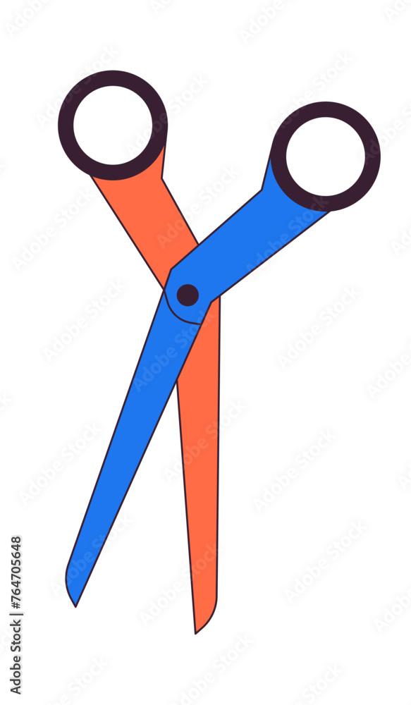 Aufkleber open sharp scissors 2d linear cartoon object. handicraft supply. cutting tool isolated line vector e