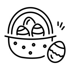 Handy linear icon of easter eggs basket 