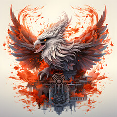 Flame Feathered Fury: The Fire Eagle's Domain - obrazy, fototapety, plakaty