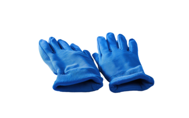 Disposable Blue Gloves Isolated on Transparent Background