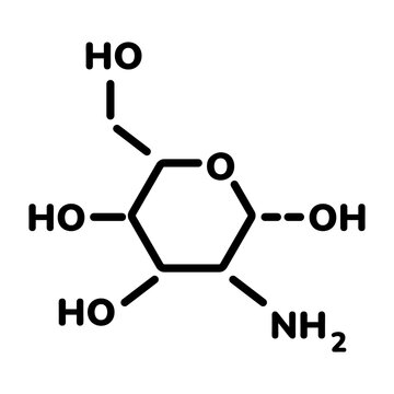 An outline style icon depicting chitosan monomer 
