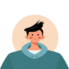 Portrait of People - Round Avatars - Boy Modern flat vector conceptual illustration of people, head portrait, user avatar. Creative Web Illustration