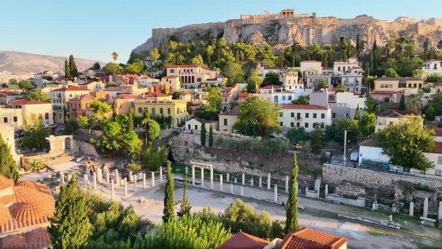 Monastiraki, plaka and Acropolis of Athens, Greece