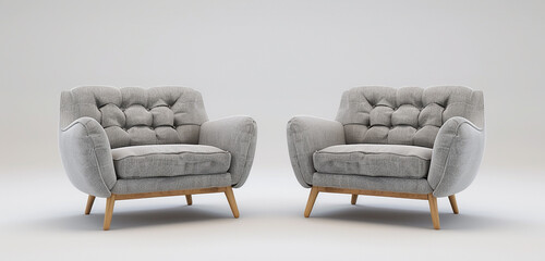 Scandinavian sofa set with light wood legs, tufted upholstery, and a touch of Nordic charm.