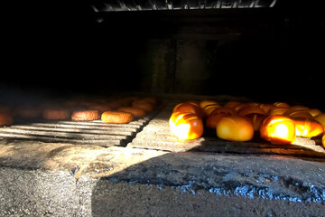 Buns and cookies are baked in oven. Traditional Pastries