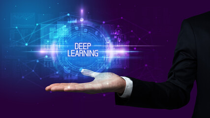 Man hand holding digital technology concept