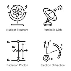 Pack of Physics Learning Linear Icons 

