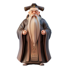 confucianism person - vector cartoon illustration isolated on white background 3d render Generative AI	