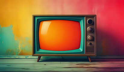 Abstract background with classic vintage tv retro style old television