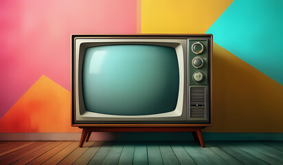 Abstract background with classic vintage tv retro style old television