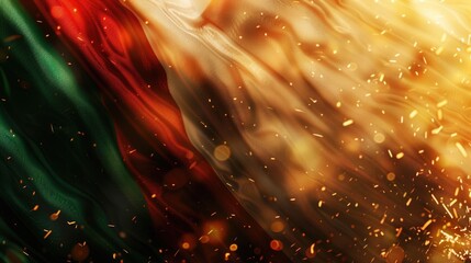 horizontal banner, abstract background, Mexican independence day, Mexican flag, bokeh effect, fire sparks, copy space