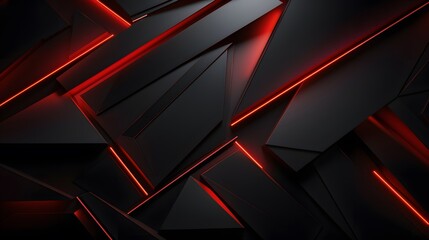 3d rendering of black and red abstract geometric background. Scene for advertising, technology, showcase, banner, game, sport, cosmetic, business, metaverse. Sci-Fi Illustration. Product display - Powered by Adobe