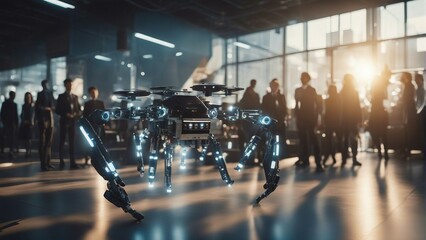 Generative AI, Data Analytics. Use of AI technology in business and daily human life. Robots replacing human jobs. Human and AI bots interaction.