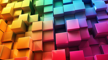 abstract background with colorful 3d cubes, 3d wallpaper 