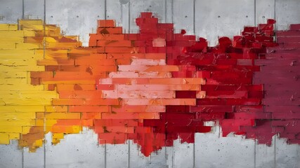 Yellow, orange, coral, fiery red, burgundy with grunge vibe abstract background for design.