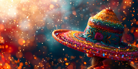 Mexican May 5 background, bright background, copy space. 