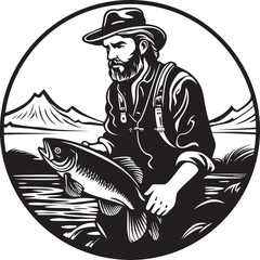 Sail to the Horizon Big Fish Vector Icon Adventure Seafarers Dream Fishermans Big Fish Vector Logo