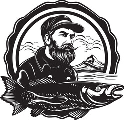 Legendary Catch Fishermans Vector Graphics Anchored in Success Big Fish Vector Logo