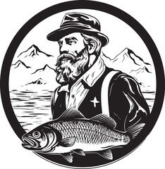 Legendary Catch Fishermans Vector Graphics Anchored in Success Big Fish Vector Logo