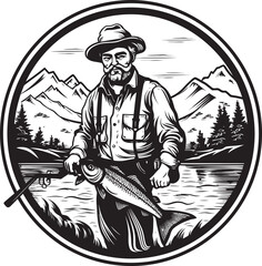 A Sailors Triumph Fishermans Big Fish Vector Icon Graphics Nets Full of Dreams Big Fish Vector Design