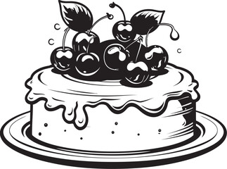 Indulgent Pleasure Cherry Berry Cake Vector Design Sweet Symphony Vector Graphics of Cake with Cherries