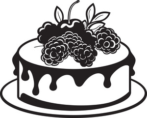 Sweet Symphony Vector Graphics of Cake with Cherries Berry Bonanza Logo of Delicious Cake with Berries