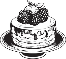 Blissful Bites Vector Logo of Cake with Cherries Dreamy Delicacy Cherry Berry Cake Vector Design