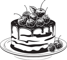 Irresistible Delight Cherry Berry Cake Vector Icon Summertime Sweets Vector Design of Cake with Cherries