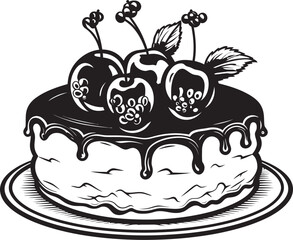 Berrylicious Delight Vector Graphics of Cake with Berries Cherry Berry Fantasy Logo of Sumptuous Cake