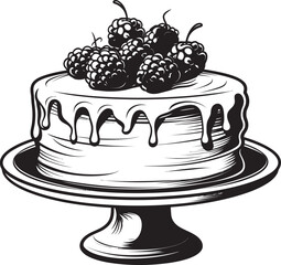 Berry Bliss Vector Icon of Summertime Cake Cherry Berry Celebration Cake with Berries Vector Graphics