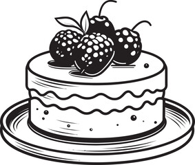 Tempting Delight Vector Graphics of Cake with Berries Blissful Bites Logo of Cherry Berry Cake