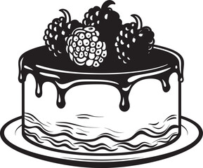 Blissful Bites Logo of Cherry Berry Cake Dreamy Delicacy Vector Icon of Summertime Cake