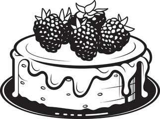 Cherry Berry Fantasy Summertime Cake Vector Graphics Divine Confection Berries and Cherries Cake Vector Design