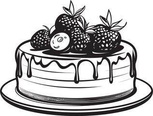 Irresistible Delight Vector Graphics of Summertime Cake Heavenly Indulgence Berries and Cherries Cake Vector Design