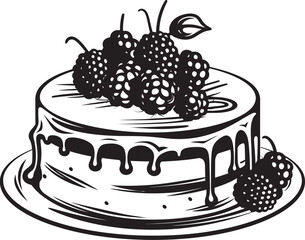 Divine Confection Berries and Cherries Cake Vector Design Summertime Sweets Cherry Berry Cake Vector Logo