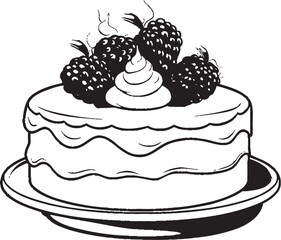 Sweet Serenade Cake with Cherries and Berries Vector Emblem Berry Blissful Creation Cake with Cherries and Berries Iconic Design